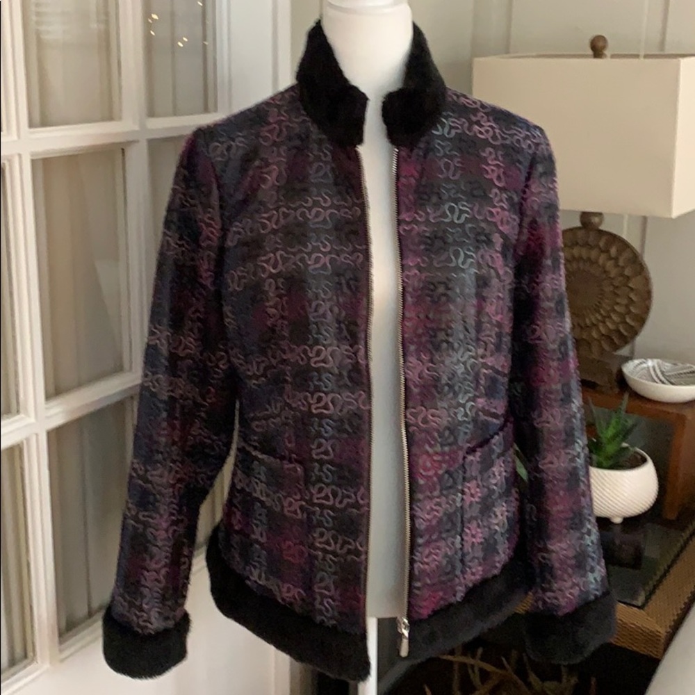 EUC Peter Nygard Jacket with Faux Fur Trim Size Medium